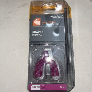 New Shock Doctor Braces Instant Fit All Sport Youth Strapped Mouthguard Pink